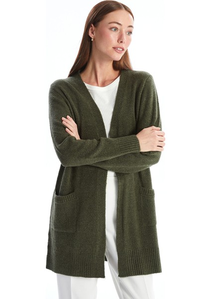 Yeni Sezon Şal Yaka Düz Uzun Kollu Kadın Triko Hırka