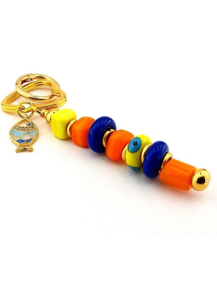 Renkli Murano Cam Nazar Boncuklu Çanta Süsü Balık Charm Anahtarlık KY059 fırsatları