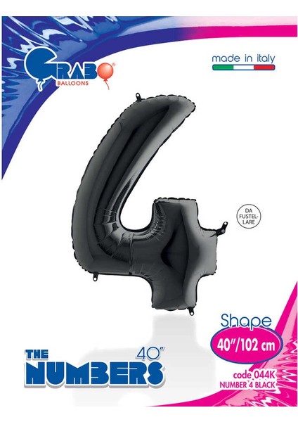 4 Rakam Supertrend Siyah Folyo Balon 40"