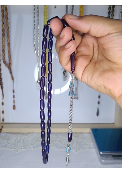 Parlament Mavisi Ateş Kehribar Tesbih