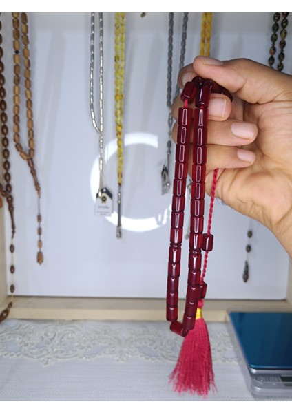 Saray Püskül Tasarım Büyük Boy Ateş Kehribar Tesbih fırsatları