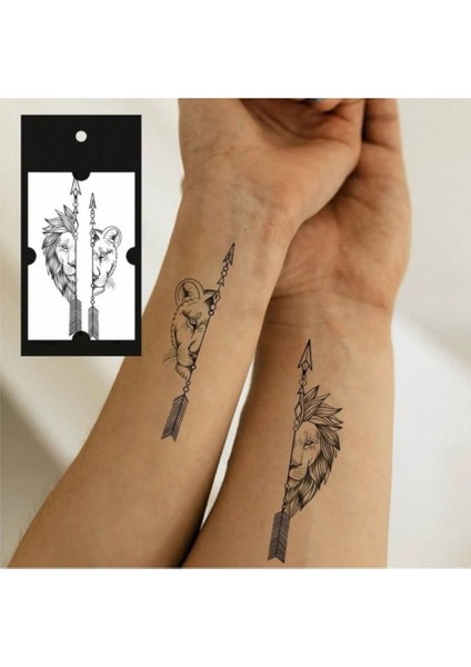 1 Aylık Gerçekci Aslan Çift Dövme Geçici Tattoo