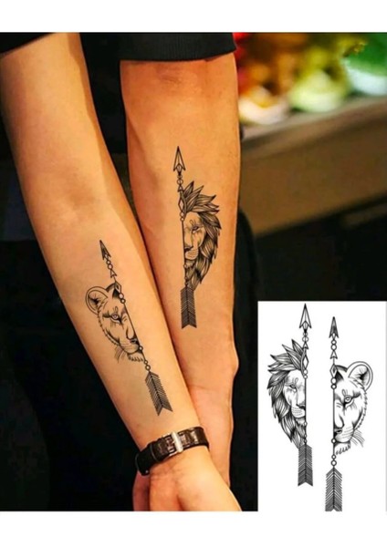 1 Aylık Gerçekci Aslan Çift Dövme Geçici Tattoo fiyatları