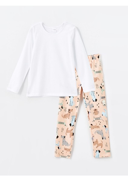 Yeni Sezon Bisiklet Yaka Uzun Kollu Kız Çocuk Pijama Takımı