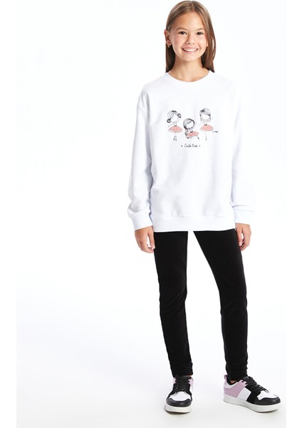 Yeni Sezon Bisiklet Yaka Kız Çocuk Sweatshirt
