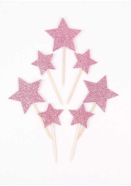 Pembe Happy Birthday Yıldız Pasta Süsü