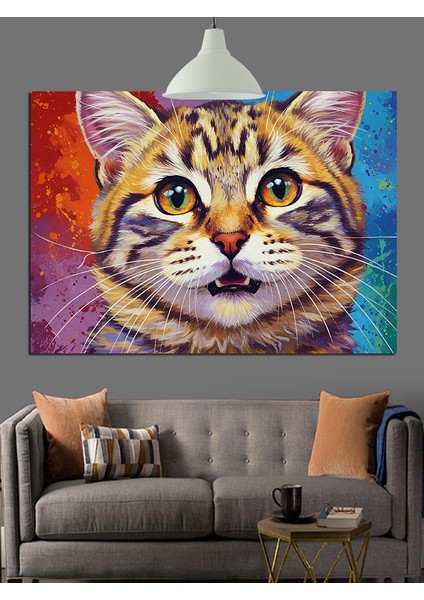 Yeşil Gözlü Sevimli Kedi Portresi Dekoratif Kanvas - Mdf Ahşap Tablo fiyatları
