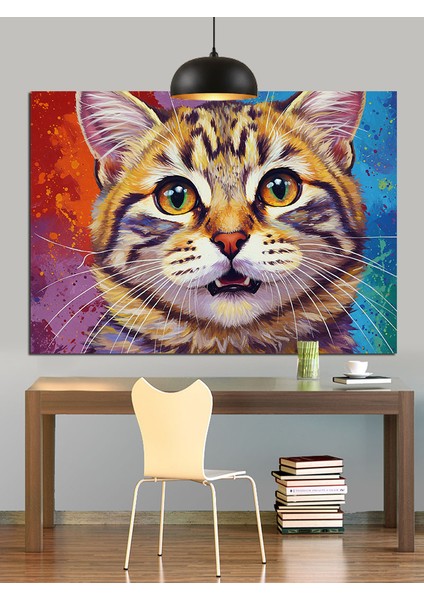 Yeşil Gözlü Sevimli Kedi Portresi Dekoratif Kanvas - Mdf Ahşap Tablo modelleri