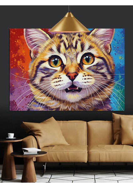 Yeşil Gözlü Sevimli Kedi Portresi Dekoratif Kanvas - Mdf Ahşap Tablo indirimleri