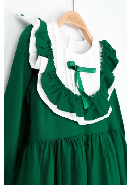 Yeşil Vintage Kız Çocuk Elbise - Silvia