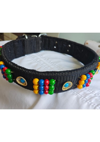 Palaska Geniş Köpek Tasması Boncuklu