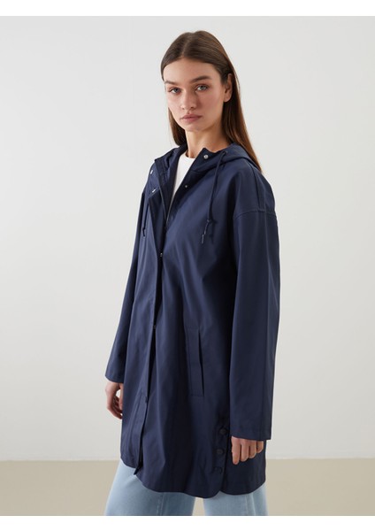 Yeni Sezon Kadın Kapüşonlu Düz Yağmurluk