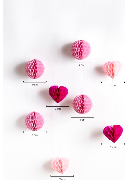 Pembe Ponpon Kalp 4'lü Petek Süs fırsatları