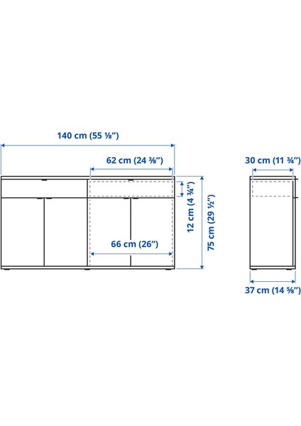 Vihals Kapaklı Dolap Beyaz 140 x 37 x 75 Cm fiyatları