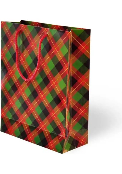 Ekose Desenli Karton Çanta 25X30CM