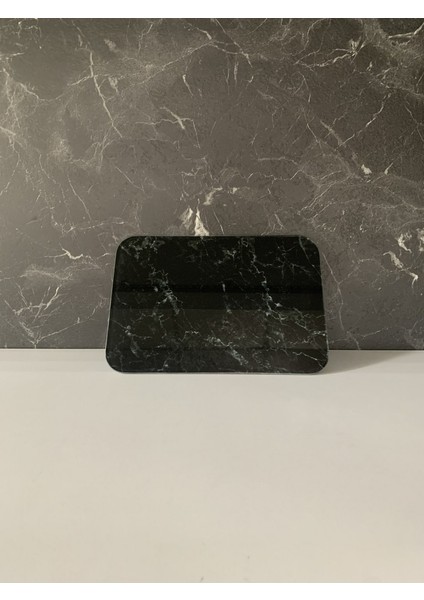 16x23cm - Siyah Mermer, Cam Kesme Tahtası - Sunumluk