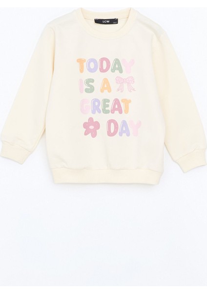 Yeni Sezon Bisiklet Yaka Baskılı Kız Bebek Sweatshirt