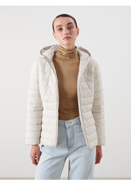 Yeni Sezon Kadın Kapüşonlu Düz Şişme Mont