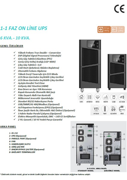Mypro 1110 10 Kva Online Kesintisiz Güç Kaynağı fiyatları