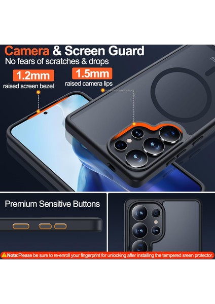 Samsung Galaxy S25 Ultra Uyumlu Ekran Koruyucu Kılıf Magsafe Sarj Desteği Kamera Çıkıntılı Mat Kapak indirimleri