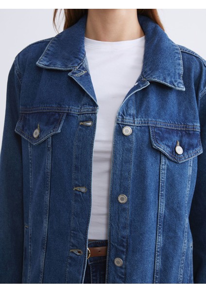 Yeni Sezon Gömlek Yaka Oversize Kadın Jean Ceket modelleri