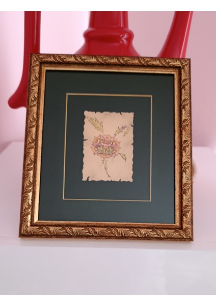 El Yapımı Tezhip Altın Yaldız Çerçeveli Tablo Duvar Dekoru Osmanlı Motifi