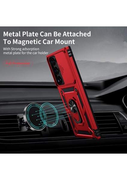 Samsung Galaxy S23 Ultra Uyumlu Ekran Koruyucu Kılıf Sürgülü Yüzüklü Standlı Darbe Emici Tank Kapak fiyatları