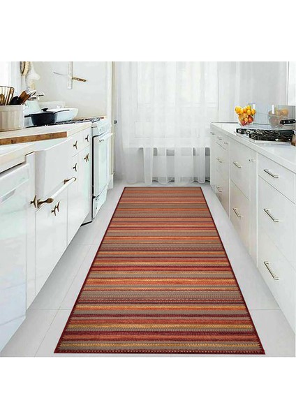 Vella Çizgili Multi Polyester ve Pamuklu Yıkanabilir Kaydırmaz Taban Dijital Baskı Halı fırsatları
