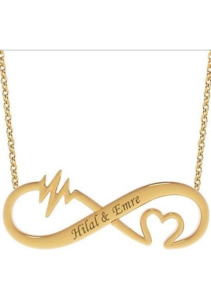 Ritimli Kalp ve Sonsuzluk Gümüş Kişiye Özel Kolye