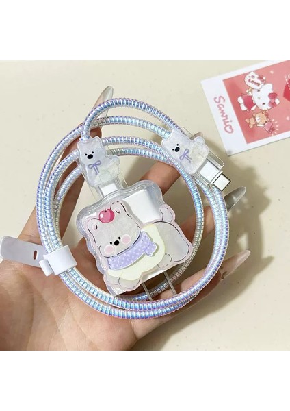 18W/20W Uyumlu Desenli Şarj Aleti Koruyucu Şarj Kablosu Örme Aparatlı Koruyucu Toparlayıcı