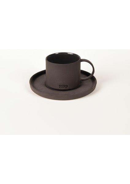 Pebble Siyah Türk Kahvesi Fincanı ve Tabağı – 70 ml Stoneware – 1 Adet