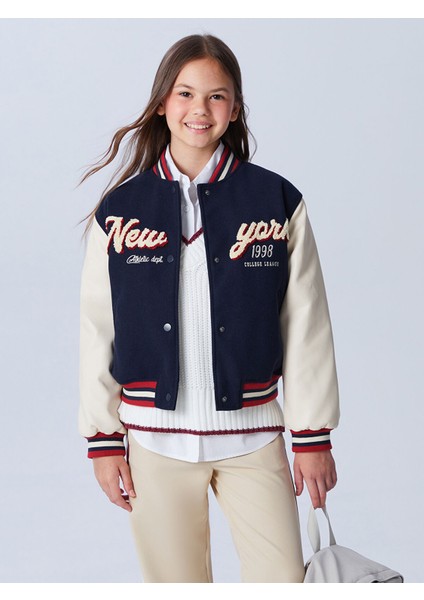 Yeni Sezon New York Nakışlı Kız Çocuk Kolej Mont
