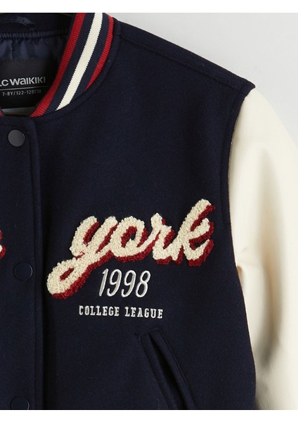 Yeni Sezon New York Nakışlı Kız Çocuk Kolej Mont modelleri