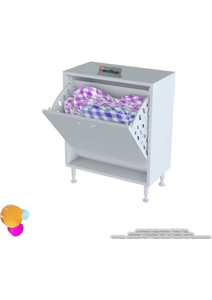 Efil Banyo Dolabı 60 cm Organizer Dolap Tek Gözlü Sepet Bölmeli Çamaşır Banyo Dolabı 60x75x32,5 cm indirimleri