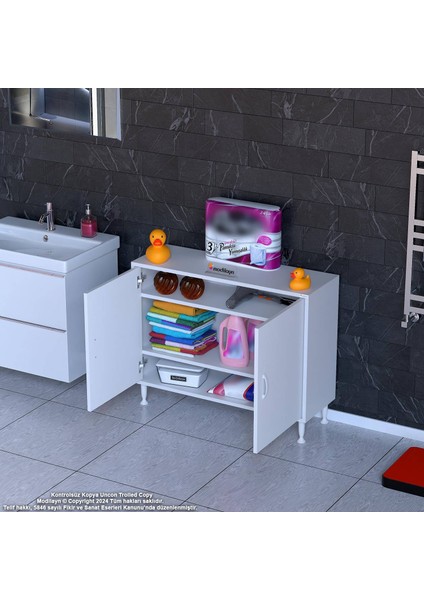 Efil Dolap Dar Alanlar Için Çok Amaçlı Dolap 2 Kapak 3 Raflı Dolap 100X75X32,5 cm