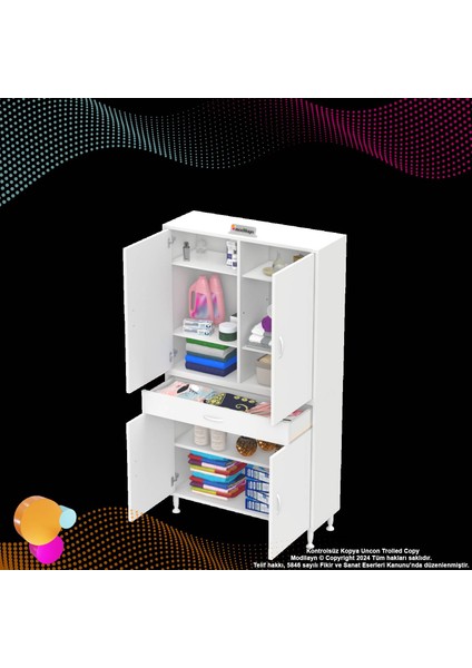 Bellis Banyo ve Mutfak Dolabı 95 cm Tek Çekmece 4 Kapak 5 Raf 8 Bölme 95x173x32,5 cm indirimleri
