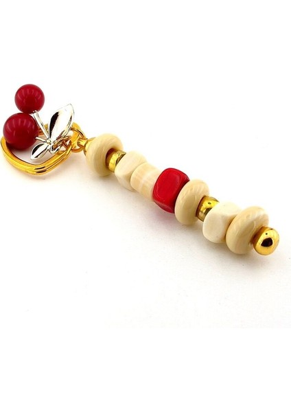 Orjinal Murano Cam Boncuklu Çanta Süsü Kiraz Charm Anahtarlık KY069 fırsatları