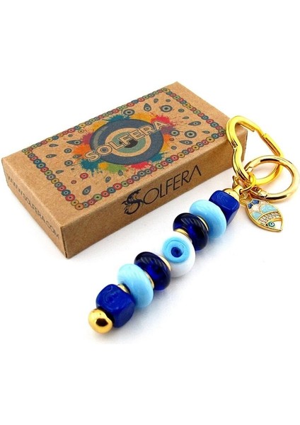 Mavi Murano Cam Nazar Boncuklu Çanta Süsü Balık Charm Anahtarlık KY079