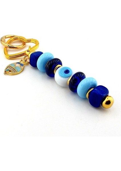 Mavi Murano Cam Nazar Boncuklu Çanta Süsü Balık Charm Anahtarlık KY079 fırsatları