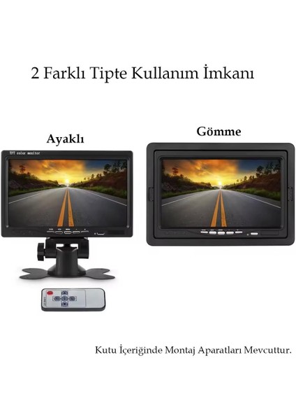 PM-15487 7" Tft LCD Dijital Monitör 2 Kanal Geri Görüş Kamerası Tetiklemeli 800X480P indirimleri