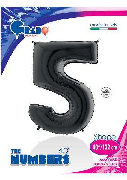 5 Rakam Supertrend Siyah Folyo Balon 40"