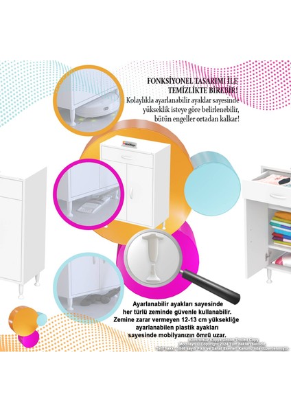 Mira Banyo ve Mutfak Dolabı Çok Amaçlı Dolap Tek Çekmece 2 Kapak 2 Raf 3 Bölme 100X88X32,5 cm