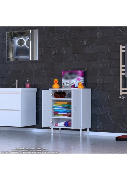 Efil Dolap Dar Alanlar Için Çok Amaçlı Dolap Çift Kapaklı 3 Göz Raf Dolap 60X75X32,5 cm modelleri