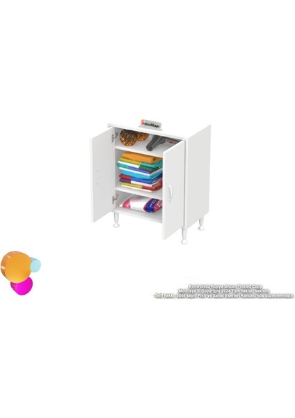Efil Dolap Dar Alanlar Için Çok Amaçlı Dolap Çift Kapaklı 3 Göz Raf Dolap 60X75X32,5 cm fırsatları