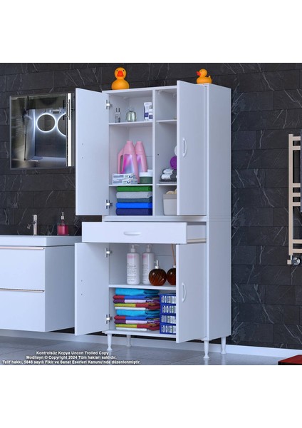 Bellis 80 cm Banyo ve Mutfak Dolabı Tek Çekmece 4 Kapak 5 Raf 8 Gözlü 80x173x32,5 cm fiyatları