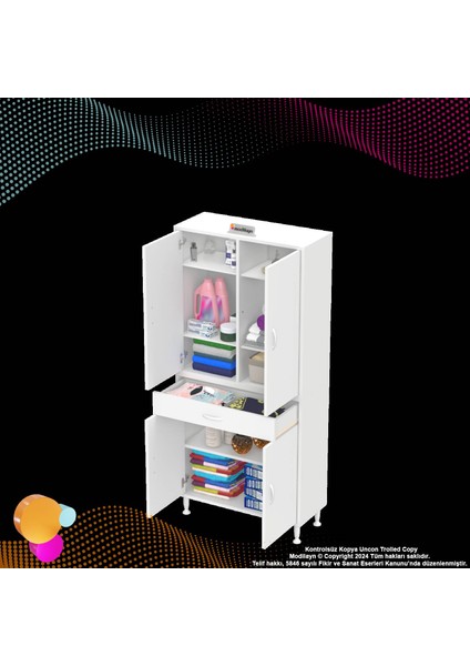 Bellis 80 cm Banyo ve Mutfak Dolabı Tek Çekmece 4 Kapak 5 Raf 8 Gözlü 80x173x32,5 cm modelleri