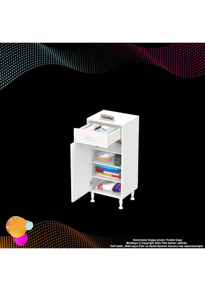 Arden Banyo ve Mutfak Dolabı Çok Amaçlı Dolap Tek Çekmece 1 Kapak 3 Raf 4 Bölme35x88x32,5 cm modelleri
