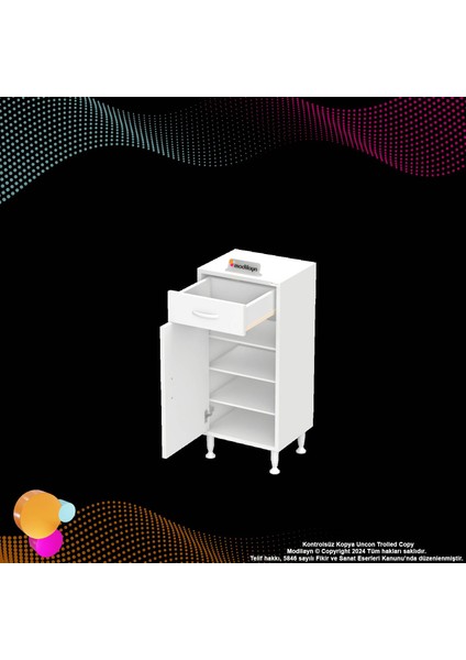 Arden Banyo ve Mutfak Dolabı Çok Amaçlı Dolap Tek Çekmece 1 Kapak 3 Raf 4 Bölme35x88x32,5 cm fırsatları