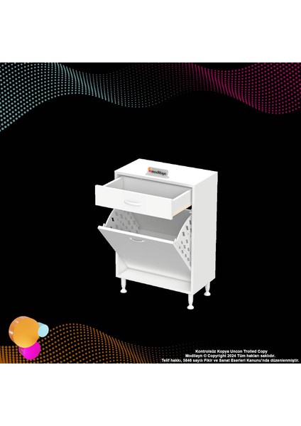 Mira Mutfak Ve Banyo Dolabı 55 cm Tek Göz Sepetli Çok Amaçlı Kirli Çamaşır Dolabı 55x88x32,5 cm