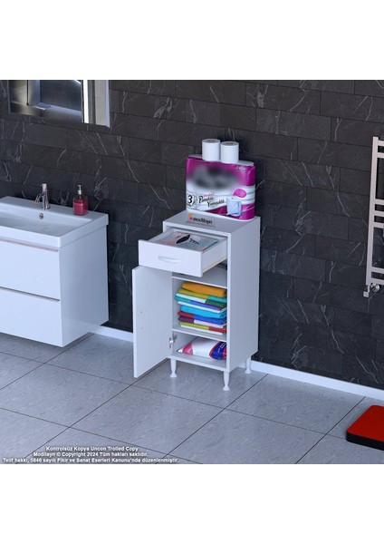 Mira Banyo ve Mutfak Dolabı Çok Amaçlı Dolap 1 Çekmece Tek Kapak 2 Raf 3 Bölme 45X88X32,5 cm